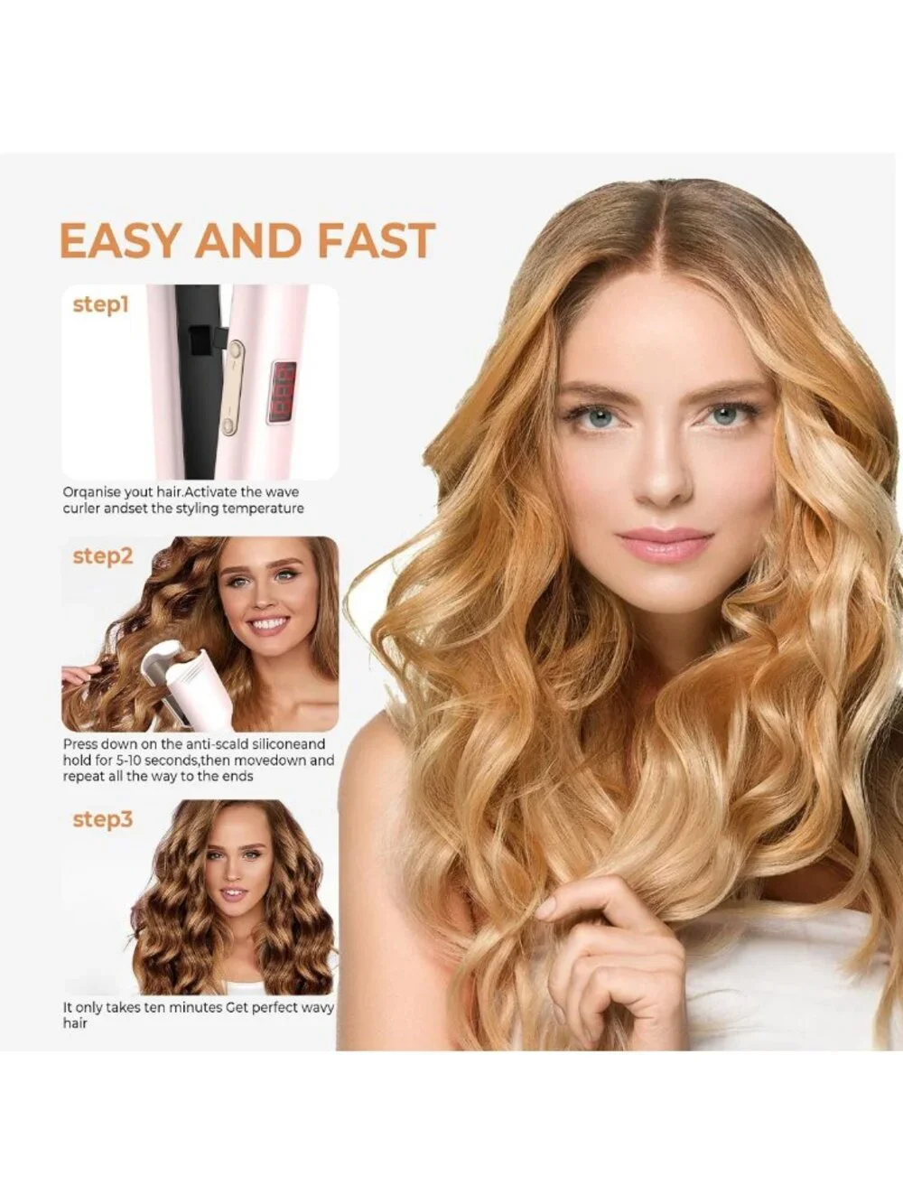 Mini Waver Curling Iron - Ionic Deep Waver with Ceramic 2 Barrel, Easy to Use